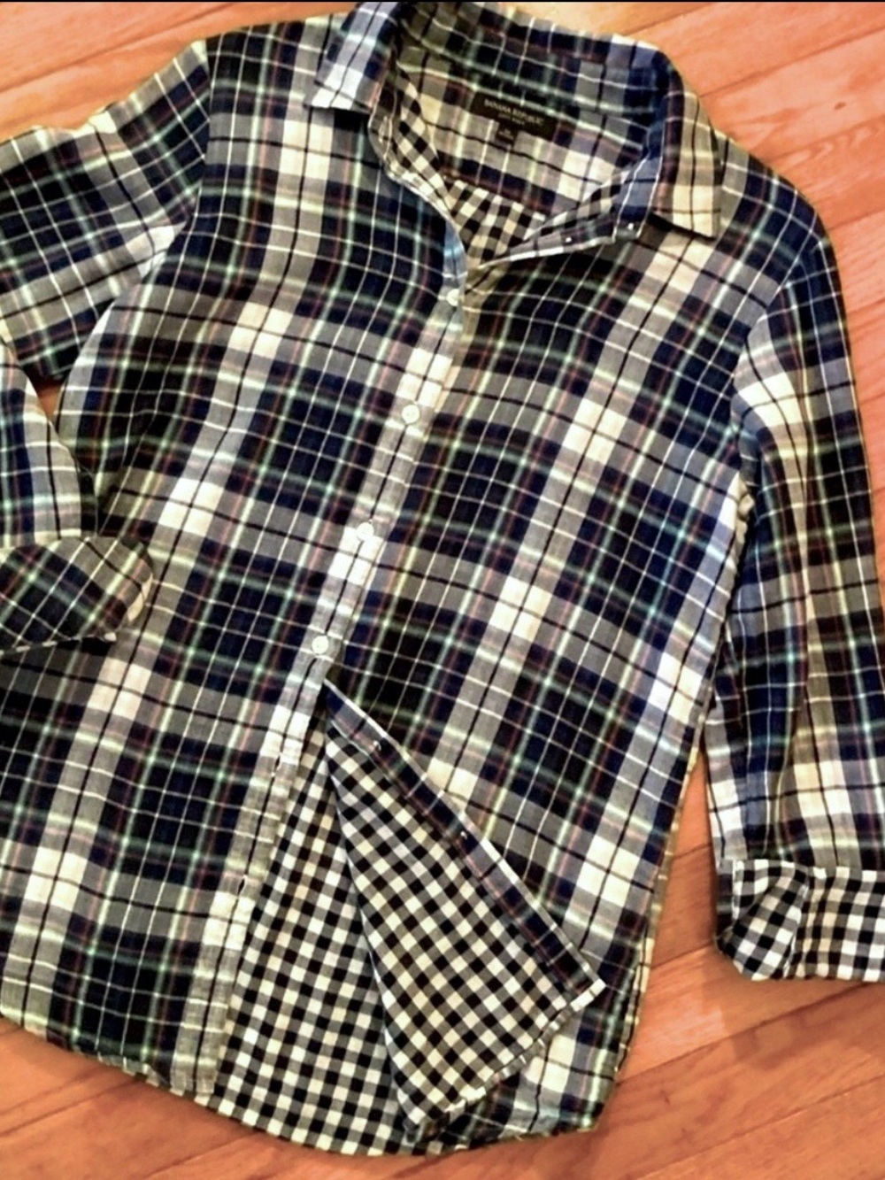 BANANA REPUBLIC SOFT WASH BUTTON DOWN SHIRT PLAID & GINGHAM MED